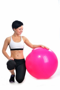 genç kadın fitness ball