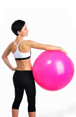 genç kadın fitness ball