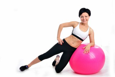 genç kadın fitness ball