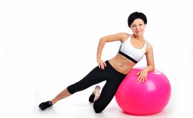genç kadın fitness ball