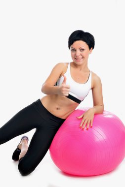 genç kadın fitness ball