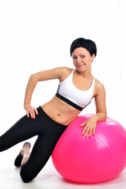 genç kadın fitness ball