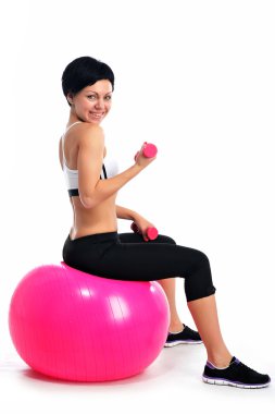 genç kadın fitness ball