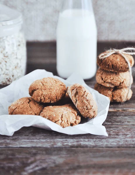 Oat Cookies Wooden Background — Stock Photo, Image