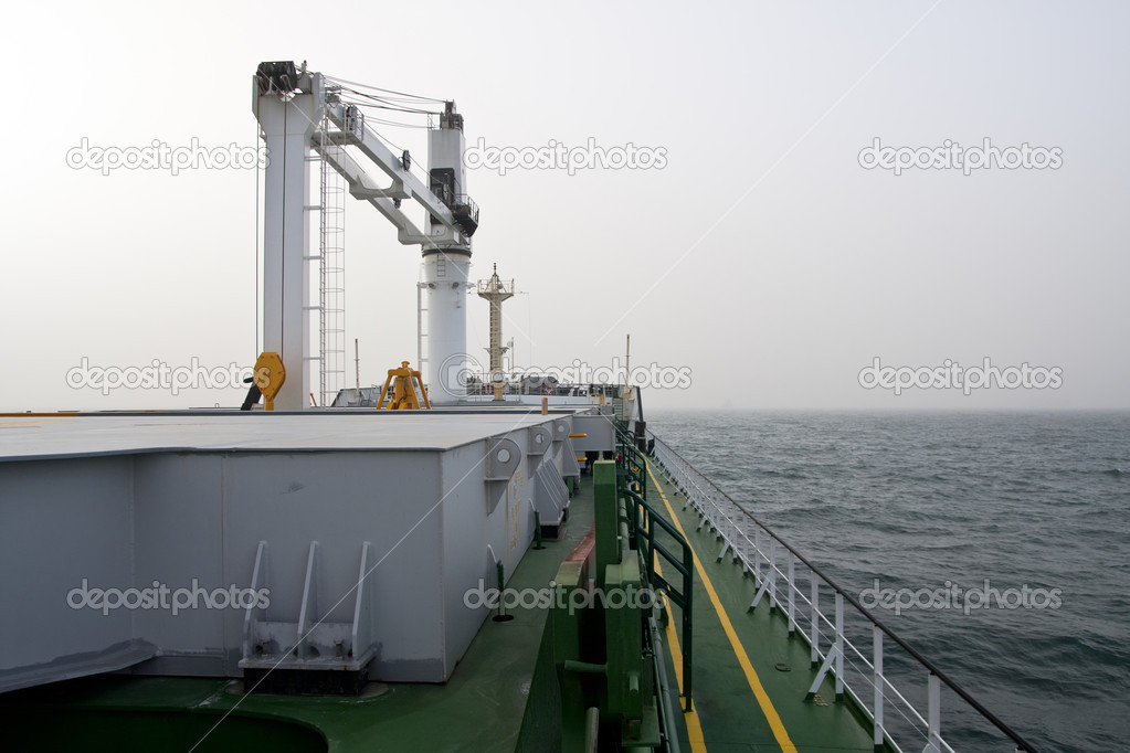 Cargo ship underway