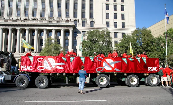 Psac union truck und banner — Stockfoto