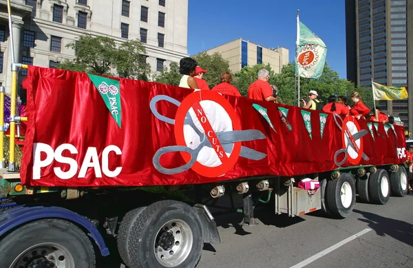 Psac union lastbil och banners — Stockfoto