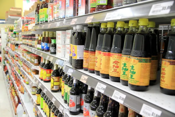 Asia Supermarket Shelf Royalty Free Stock Photos