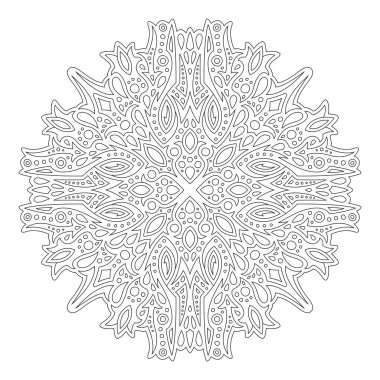 Beyaz arkaplanda soyut tek desenli renklendirme kitabı sayfası için güzel monokrom doğrusal vektör çizimi