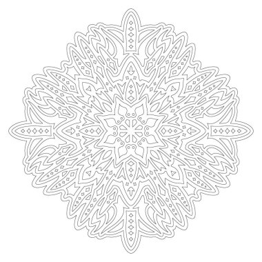 Yetişkin renklendirme kitabı sayfası için beyaz arkaplanda soyut yıldız deseni izole edilmiş güzel monokrom doğrusal vektör çizimi