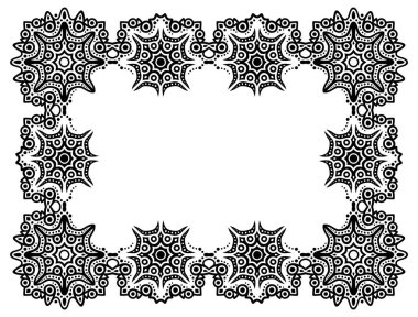 Soyut dikdörtgen kabile çerçevesi beyaz arkaplanda izole edilmiş güzel monokrom vektör çizimi