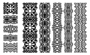 Soyut siyah boya fırçaları beyaz arka planda izole edilmiş güzel tek renkli kabile vektör çizimi