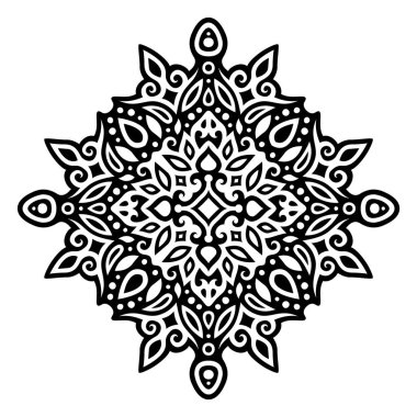 Beyaz arka planda soyut siyah desenli güzel tek renkli kabile dövmeli vektör çizimi