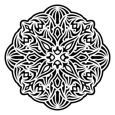 Beyaz arka planda soyut siyah kabile dövmesi desenli güzel tek renkli vektör çizimi