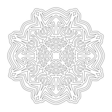 Soyut kabile desenli, beyaz arkaplanda izole edilmiş boyama kitabı sayfası için güzel tek renkli vektör çizimi