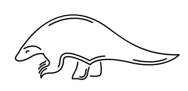 Beyaz arkaplanda izole pangolin silueti ile güzel doğrusal vektör çizimi