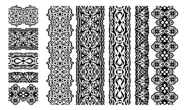 Hermosa Ilustración Vectorial Monocromo Con Abstracto Negro Tribal Pinceles Sin — Vector de stock