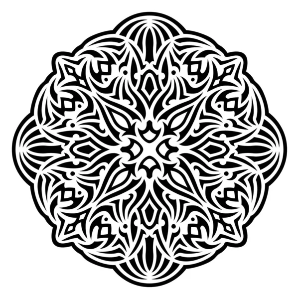 Красивая Монохромная Векторная Иллюстрация Абстрактным Черным Племенным Рисунком Татуировки Белом — стоковый вектор