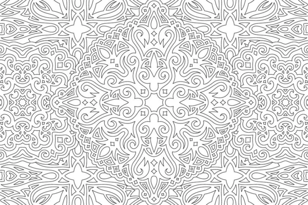 Mooie Monochrome Lineaire Vector Illustratie Voor Volwassen Kleurboek Met Abstract — Stockvector