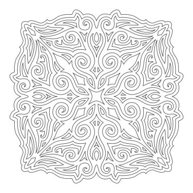 Beyaz arkaplanda izole edilmiş soyut vintage desenli boyama kitabı sayfası için güzel monokrom doğrusal vektör çizimi