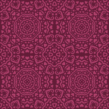 Soyut pembe dikişsiz desenli güzel sevgililer günü vektör çizimi