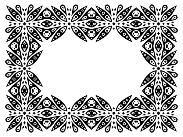 Belle Illustration Vectorielle Tribal Monochrome Avec Cadre Rectangulaire Étoilé Noir — Image vectorielle