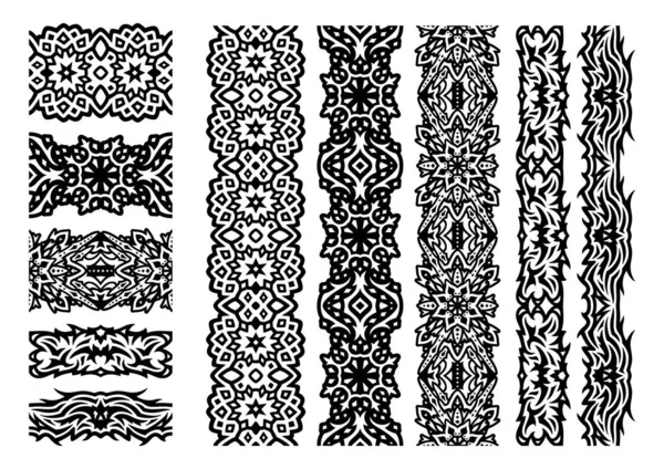 Hermosa Ilustración Vectorial Monocromo Con Abstracto Negro Tribal Pinceles Sin — Archivo Imágenes Vectoriales