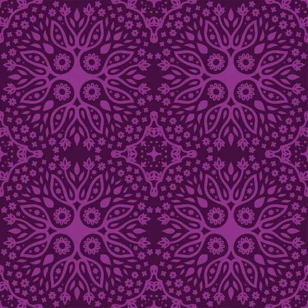 Fundo Vetor Monocromático Bonito Com Padrão Sem Emenda Floral Roxo — Vetor de Stock