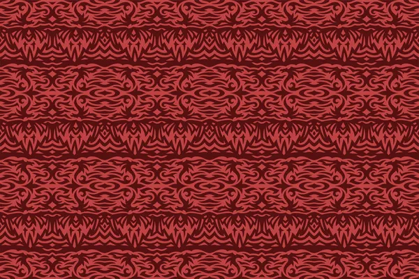 Hermoso Fondo Vectorial Con Abstracto Patrón Tribal Rojo Sin Costuras — Vector de stock