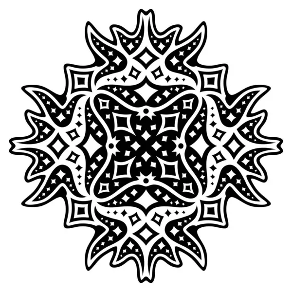 Bela Ilustração Vetorial Tatuagem Tribal Monocromática Com Padrão Estrelado Preto — Vetor de Stock