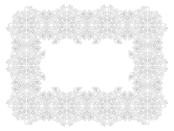 beautiful monochrome linear vector illustration for adult coloring book page with abstract rectangle frame isolated on the white background