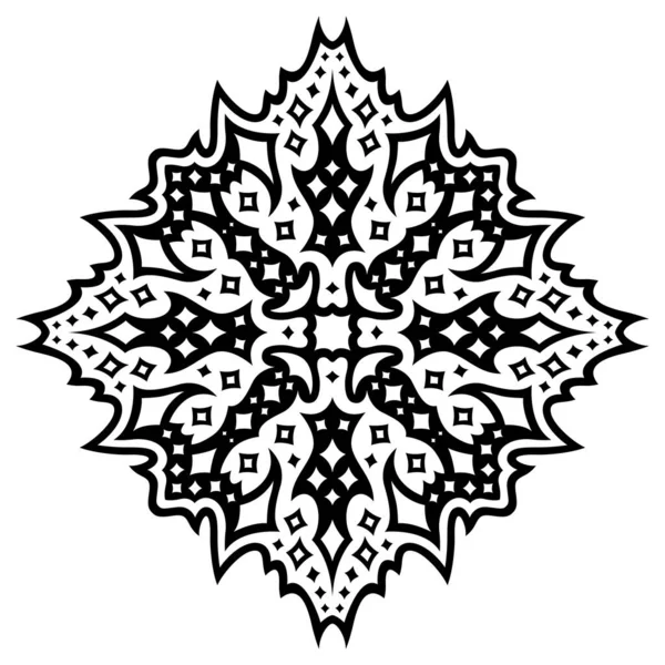Hermosa Ilustración Vectorial Tribal Mnocromo Con Abstracto Patrón Estrellado Negro — Vector de stock