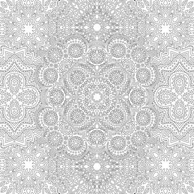 Beyaz arka planda soyut siyah kare kabile desenli yetişkin boyama kitabı için güzel monokrom doğrusal vektör çizimi