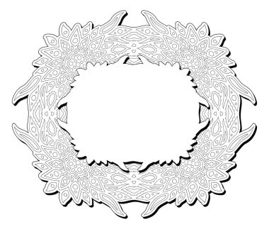Beyaz arkaplanda soyut dekoratif çerçeve izole edilmiş yetişkin boyama kitabı sayfası için güzel vektör çizimi