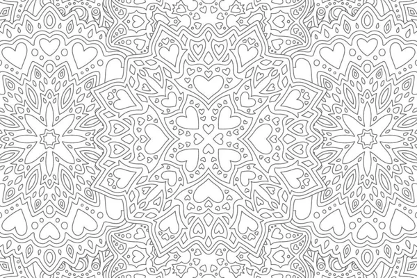 Beautiful Monochrome Linear Vector Illustration Valentines Day Coloring Book Abstract — Stock Vector