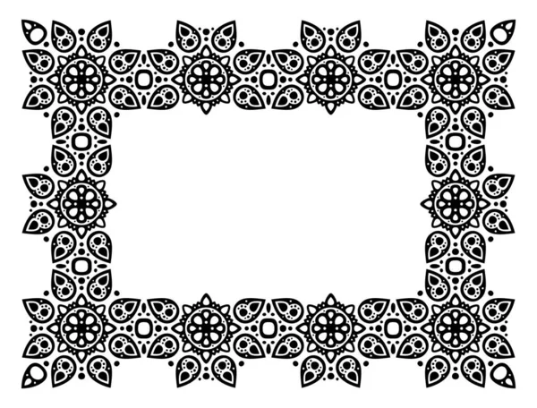 Hermosa Ilustración Vectorial Monocromática Con Marco Tribal Rectángulo Negro Abstracto — Vector de stock