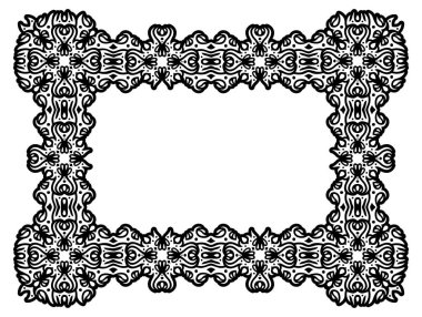 Soyut dikdörtgen siyah kabile çerçevesi beyaz arkaplanda izole edilmiş güzel monokrom vektör çizimi