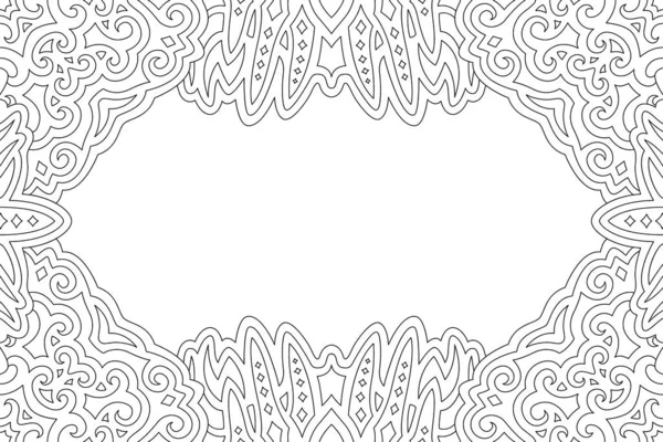 成人彩色书页漂亮的单色线性矢量插图 具有抽象的部落边界和白色复制空间 — 图库矢量图片