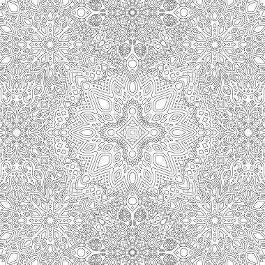 Beyaz arkaplanda soyut siyah süslemeli yetişkin boyama kitabı için güzel monokrom doğrusal vektör çizimi