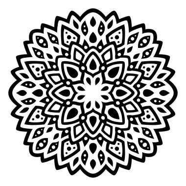 Beyaz arka planda soyut siyah doğu desenli güzel tek renkli kabile dövmeli vektör çizimi