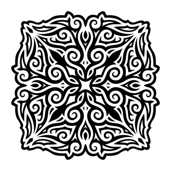 Mooie Monochrome Tribal Tattoo Vector Illustratie Met Abstracte Zwarte Vintage — Stockvector