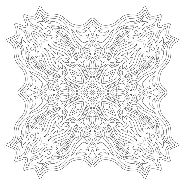 Aislado Hermoso Patrón Vector Lineal Oriental Monocromo Para Colorear Página — Vector de stock