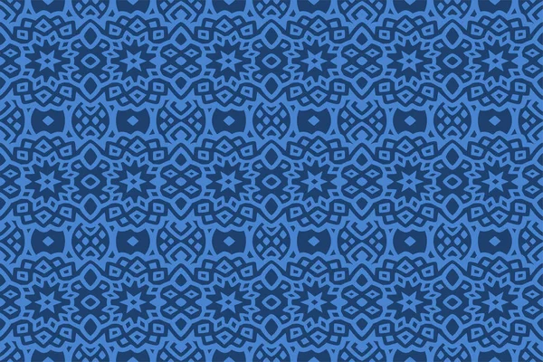 Hermoso Fondo Vectorial Con Abstracto Azul Ornado Patrón Tribal Sin — Vector de stock