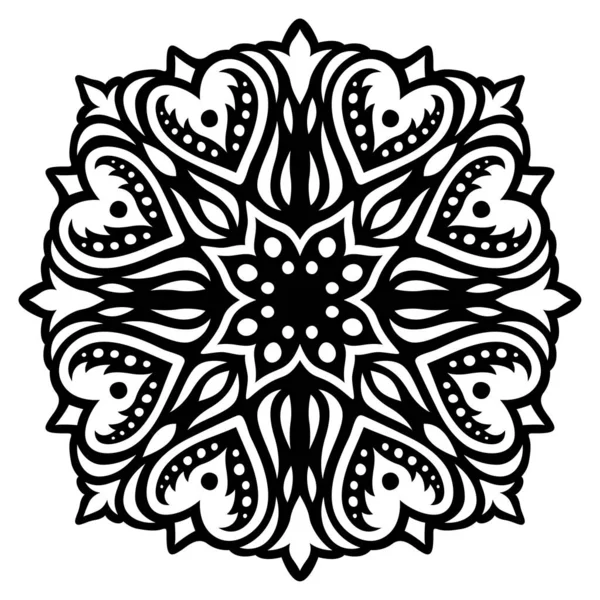 ハート型の美しい抽象的な黒の部族の入れ墨パターンを隔離 — ストックベクタ