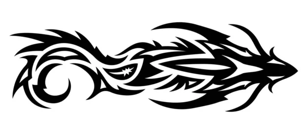 Mooie Tribal Tattoo Fantasie Vector Illustratie Met Zwarte Decoratieve Draak — Stockvector