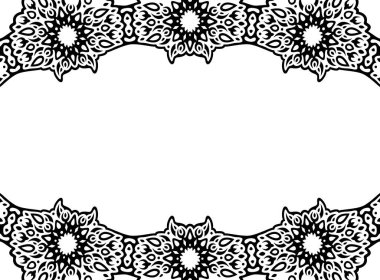 Siyah kabile sınırı ve beyaz kopyalama alanı olan güzel tek renkli vektör arkaplanı