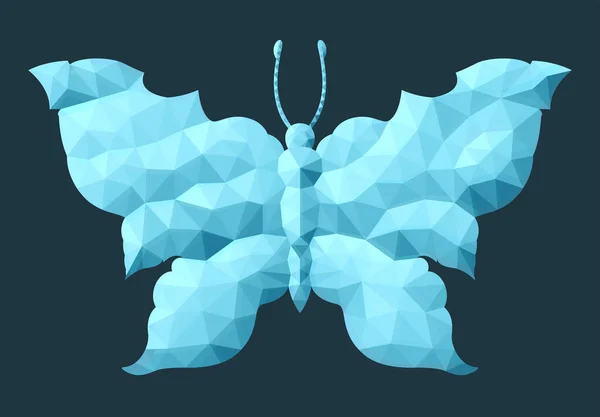 Hermosa Ilustración Vectores Polivinílicos Bajos Para Silueta Mariposa Decorativa Azul — Vector de stock