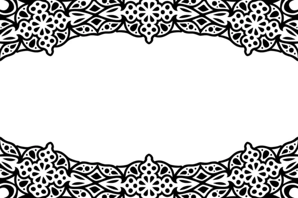 Mooie Monochrome Tribal Vector Achtergrond Met Abstracte Zwarte Rand Witte — Stockvector