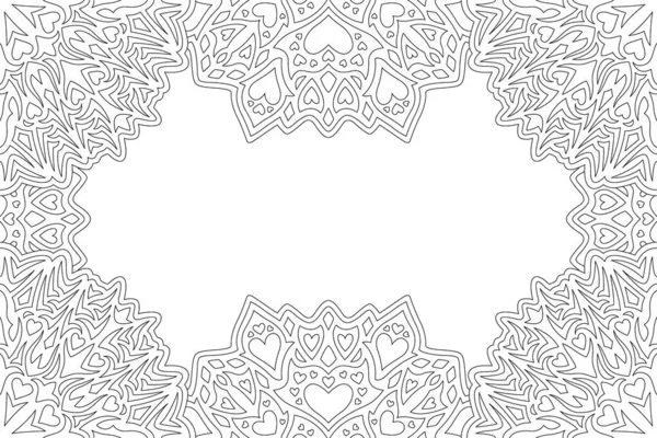 Beautiful Monochrome Linear Vector Illustration Adult Coloring Book Page Rectangle — Stockvektor