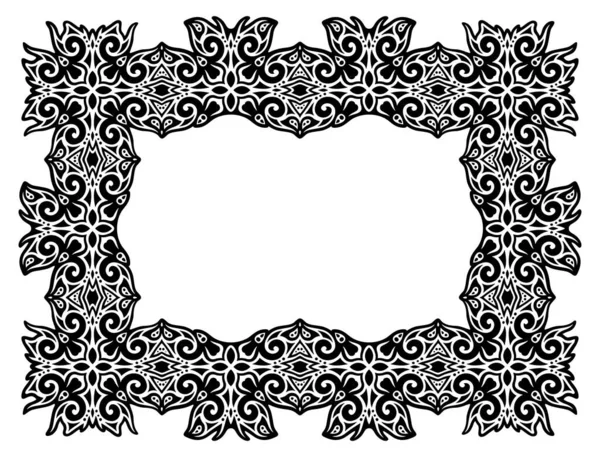 Beautiful Monochrome Vector Illustration Abstract Black Rectangle Tribal Vintage Frame — Stockový vektor